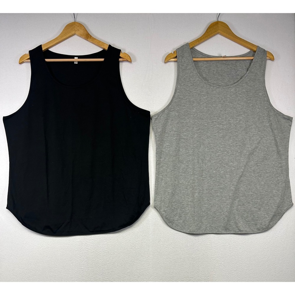 Athleisure COOFANDY Women XL Black Grey Curved Hem Scoop Neck Tank Top Bundle